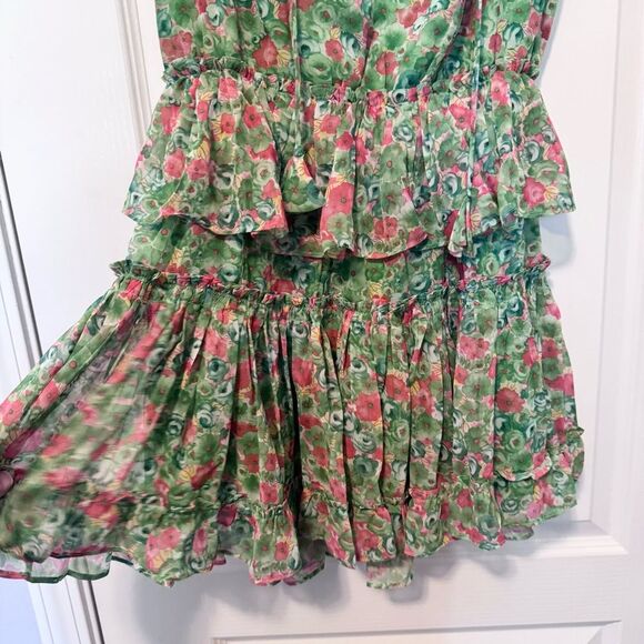 Reset by Jane Green Floral Tiered Ruffle Joelle Mini Dress NWT Size Medium - Picture 4 of 12